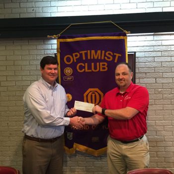 President Daniel Stewart Presents A Check To Scout Leader Keven Hedgepeth
